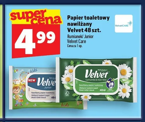 Papier toaletowy nawilżany Velvet rumianek promocja w TOPAZ