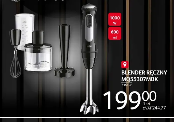 Blender ręczny MQ55307MBK Braun promocja w Selgros