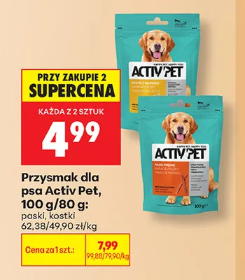 Przysmak dla psa Activ Pet paski promocja w Biedronka