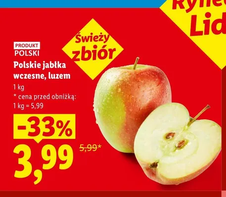 Jabłka polskie wczesne luzem Ryneczek Lidla promocja w Lidl