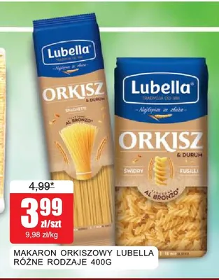 Makaron orkiszowy Lubella świdry promocja w Bingo