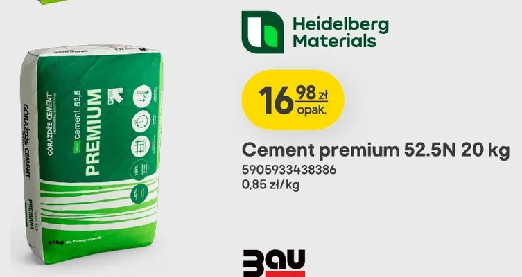 Cement premium 52,5N Górażdże promocja w Castorama