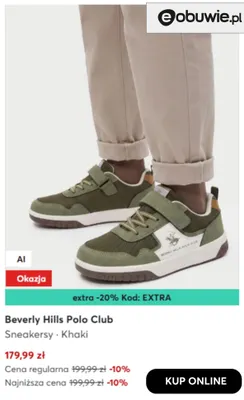 Sneakersy khaki Beverly Hills Polo Club promocja w eobuwie.pl