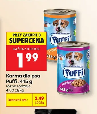Karma dla psa Puffi z indykiem promocja w Biedronka