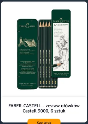Zestaw ołówków Faber-Castell Castell 9000 6 sztuk promocja w Amazon