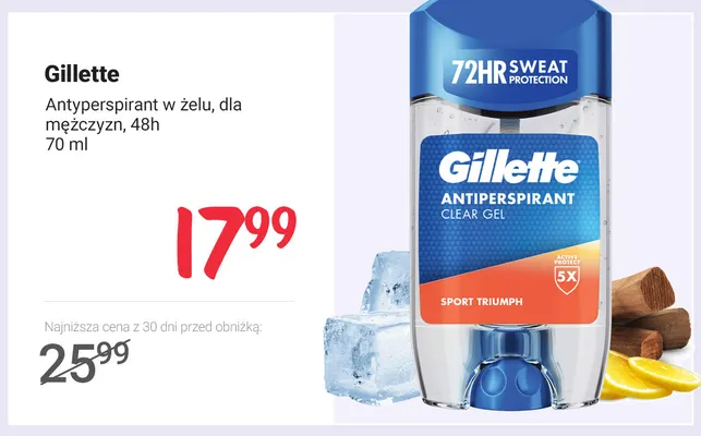 Antyperspirant w żelu dla mężczyzn 48h Gillette promocja w Rossmann