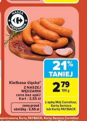 Kiełbasa śląska Nasza Wędzarnia promocja w Carrefour