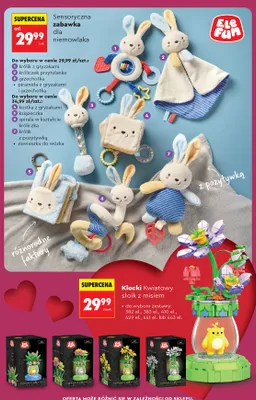 Sensoryczna zabawka dla niemowlaka królik z gryzakami promocja w Biedronka