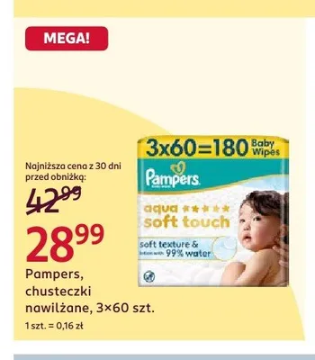 Chusteczki nawilżane Pampers Aqua Soft Touch 3-pak promocja w Rossmann