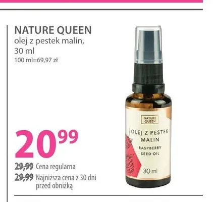 Olej z pestek malin Nature Queen promocja w Hebe