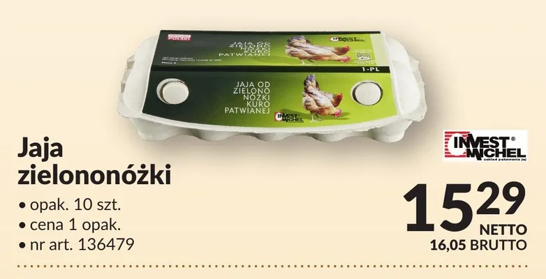 Jaja zielononóżki Invest Michel opak. 10szt. nr art. 136479 promocja w Makro