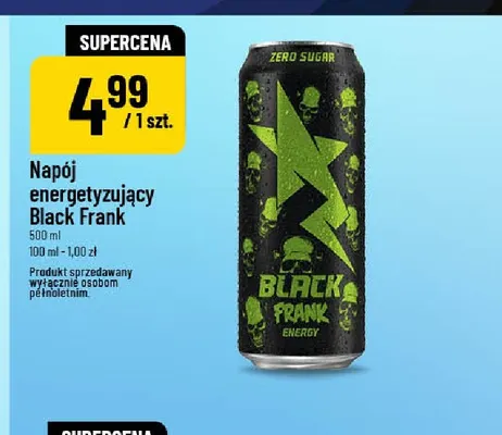 Napój energetyzujący Black Frank Zero Sugar promocja w POLOmarket