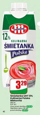 Śmietanka UHT Kulinarna Polska Mlekovita 12% promocja w Dino
