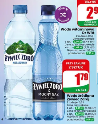 Woda źródlana Żywiec Zdrój mocny gaz promocja w Dino