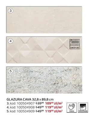 Glazura Cava 32,8x89,8 cm Arte by Tubądzin promocja w Komfort