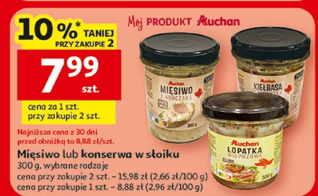 Mięsiwo lub konserwa w słoiku wybrane rodzaje promocja w Auchan