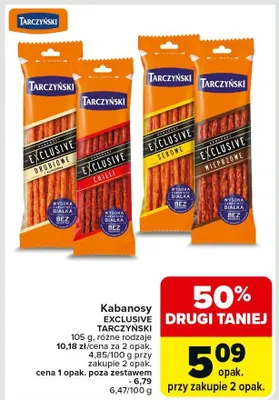 Kabanosy Exclusive różne rodzaje promocja w Carrefour Market