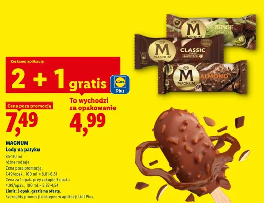 Lody na patyku Almond Magnum promocja w Lidl
