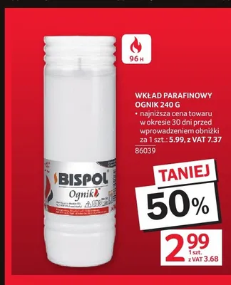 Wkład parafinowy Ognik Bispol promocja w Selgros
