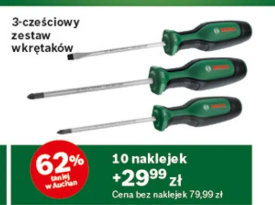 3-częściowy zestaw wkrętaków Bosch promocja w Auchan