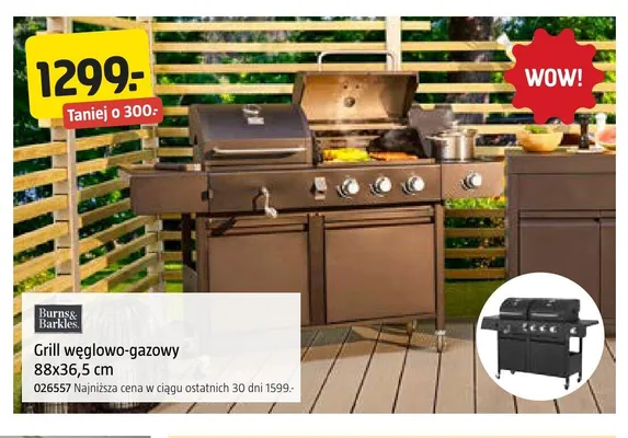 Grill węglowo-gazowy Burns & Barkles promocja w Jula
