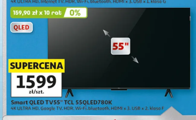 Smart QLED TV 55" TCL 55QLED780K promocja w Auchan