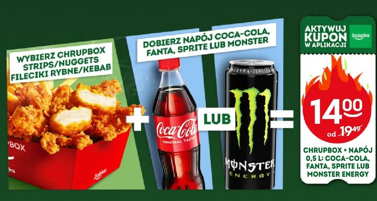Zestaw Chrupbox + napój Coca-Cola promocja w Żabka