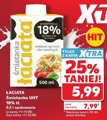 Śmietanka UHT 18% Łaciata promocja w Kaufland