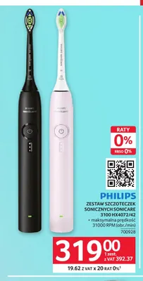 Zestaw szczoteczek sonicznych Sonicare 3100 HX4072/42 Philips promocja w Selgros
