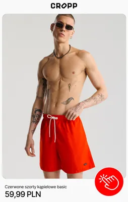 Czerwone szorty kąpielowe basic Cropp promocja w Cropp