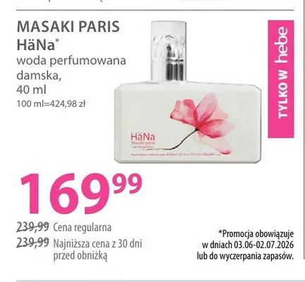 Woda perfumowana damska Masaki Paris HäNa promocja w Hebe