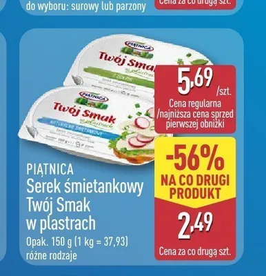 Serek śmietankowy Twój Smak z ziołami w plastrach Piątnica promocja w Aldi