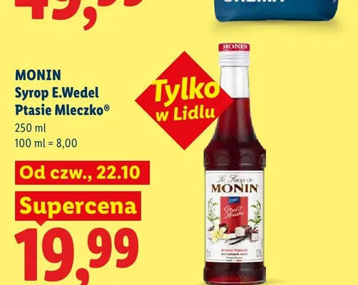 Syrop Monin E.Wedel Ptasie Mleczko promocja w Lidl