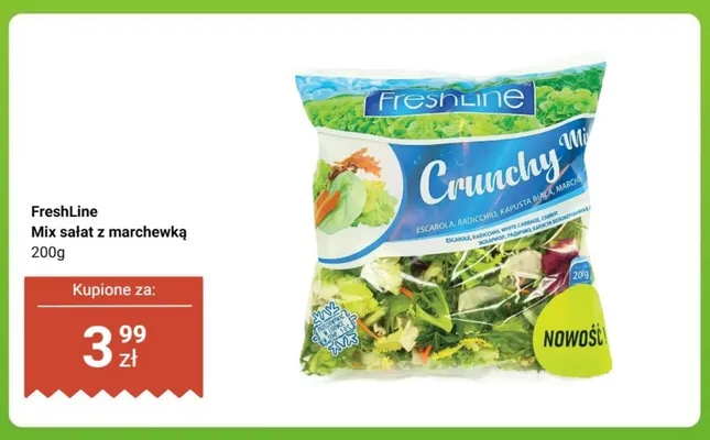 Mix sałat z marchewką FreshLine Crunchy Mix promocja w Dino