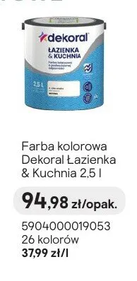 Farba kolorowa Dekoral Łazienka & Kuchnia promocja w Castorama