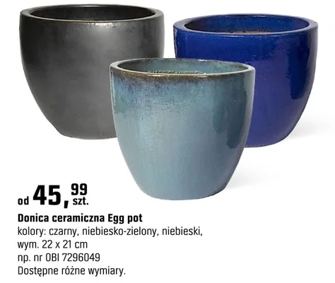 Donice ceramiczne Egg pot promocja w OBI