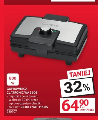 Gofrownica Clatronic Wa 3606 promocja w Selgros