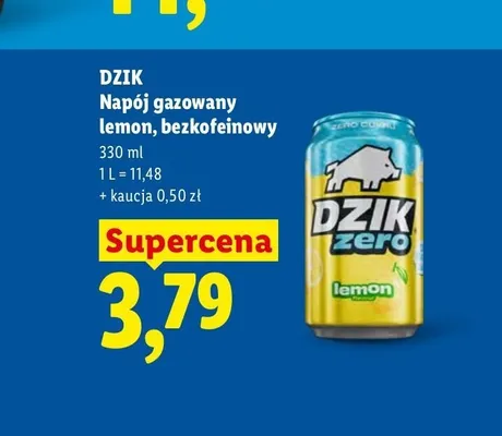 Napój gazowany Dzik Lemon bezkofeinowy promocja w Lidl