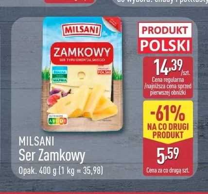 Ser Zamkowy w plastrach Milsani promocja w Aldi