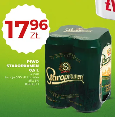 Piwo Staropramen 4-pak 500ml promocja w Duży Ben