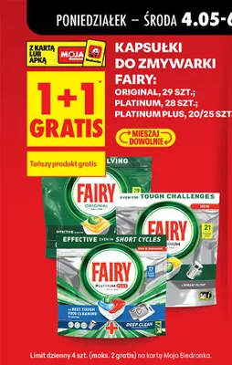 Kapsułki do zmywarki Fairy Platinum promocja w Biedronka