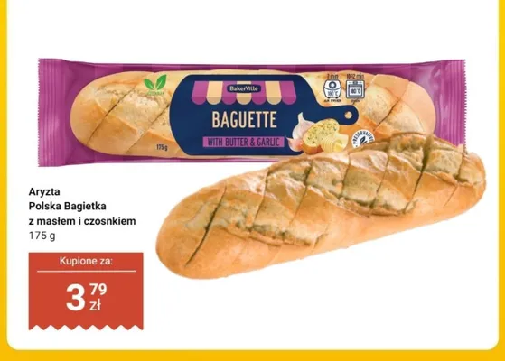 Polska bagietka z masłem i czosnkiem BakerVille promocja w Dino