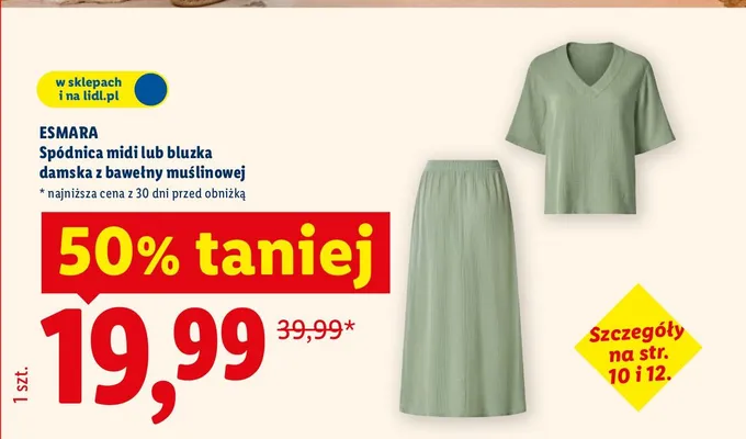 Spódnica midi lub bluzka damska z bawełny muslinowej promocja w Lidl