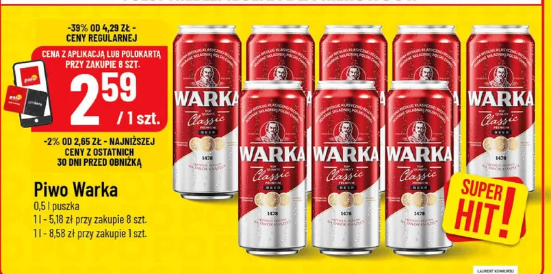 Piwo Warka Classic Premium promocja w POLOmarket