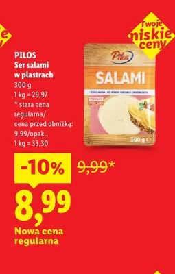 Ser salami w plastrach Pilos promocja w Lidl