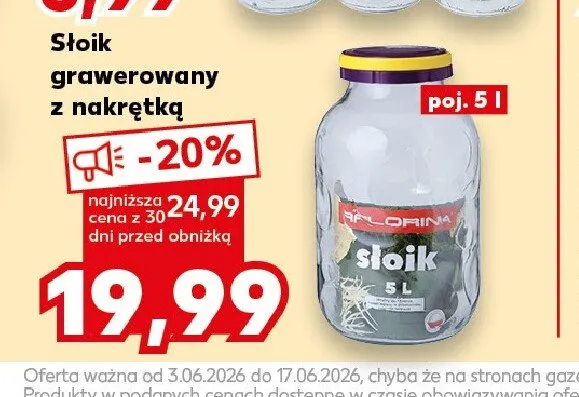 Słoik grawerowany z nakrętką Florina 5 l promocja w Kaufland