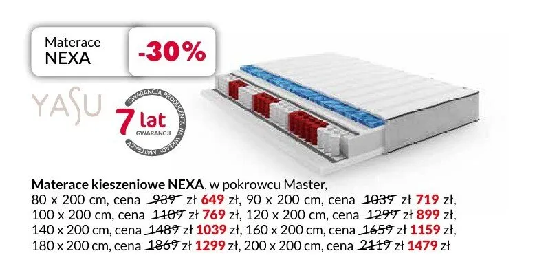 Materac kieszeniowy NEXA 80x200 cm promocja w Salony Agata