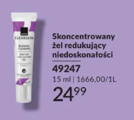 Skoncentrowany żel redukujący niedoskonałości Clearskin promocja w AVON