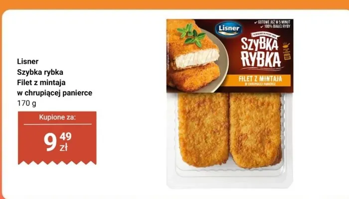 Szybka rybka filet z mintaja w chrupiącej panierce Lisner promocja w Biedronka