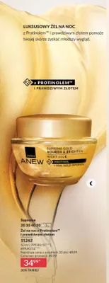 Żel na noc z Protinolem i prawdziwym złotem Avon Anew Supreme Gold promocja w AVON